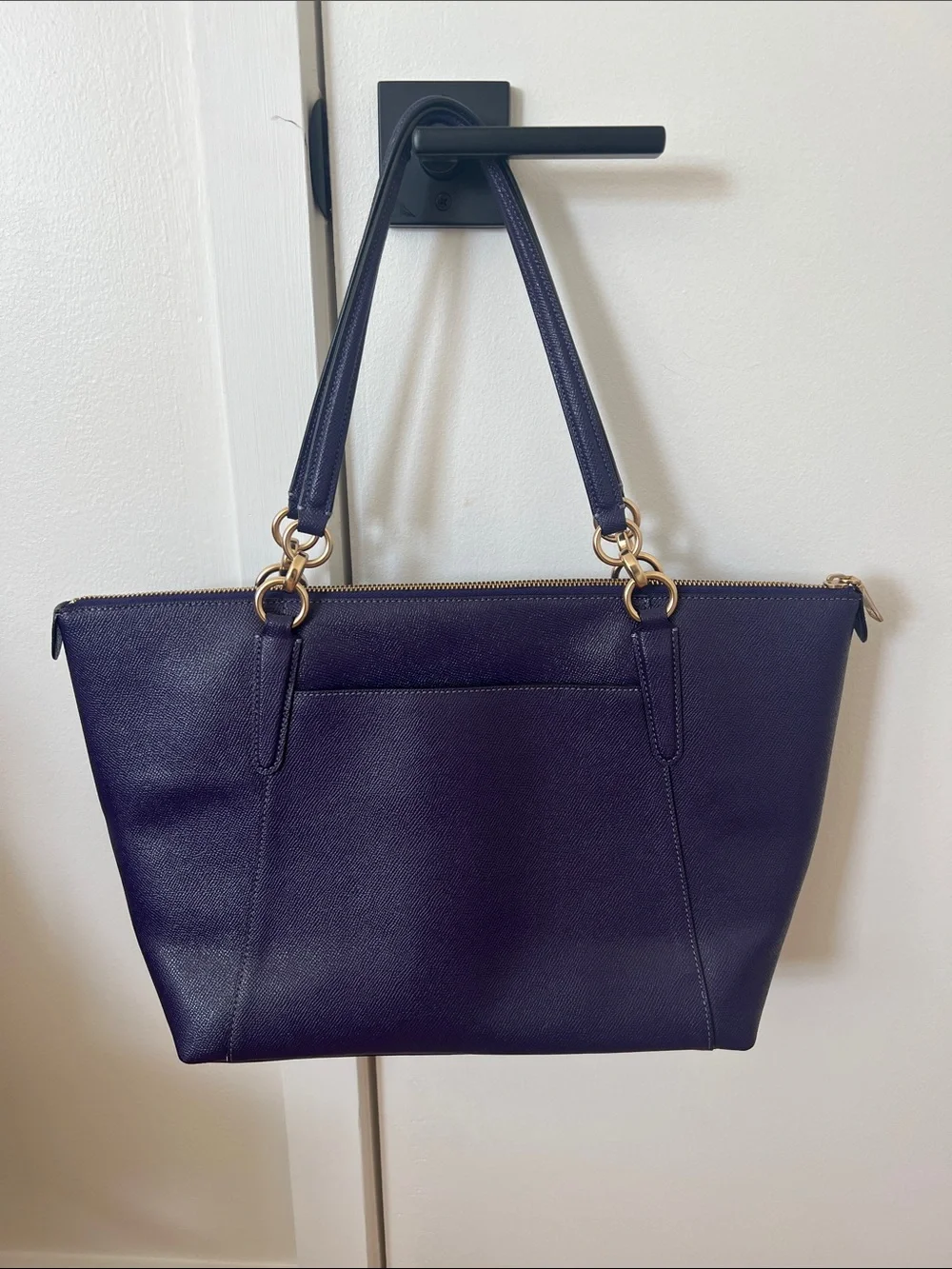 Coach Leather Tote in Deep Purple with Gold Hardware
